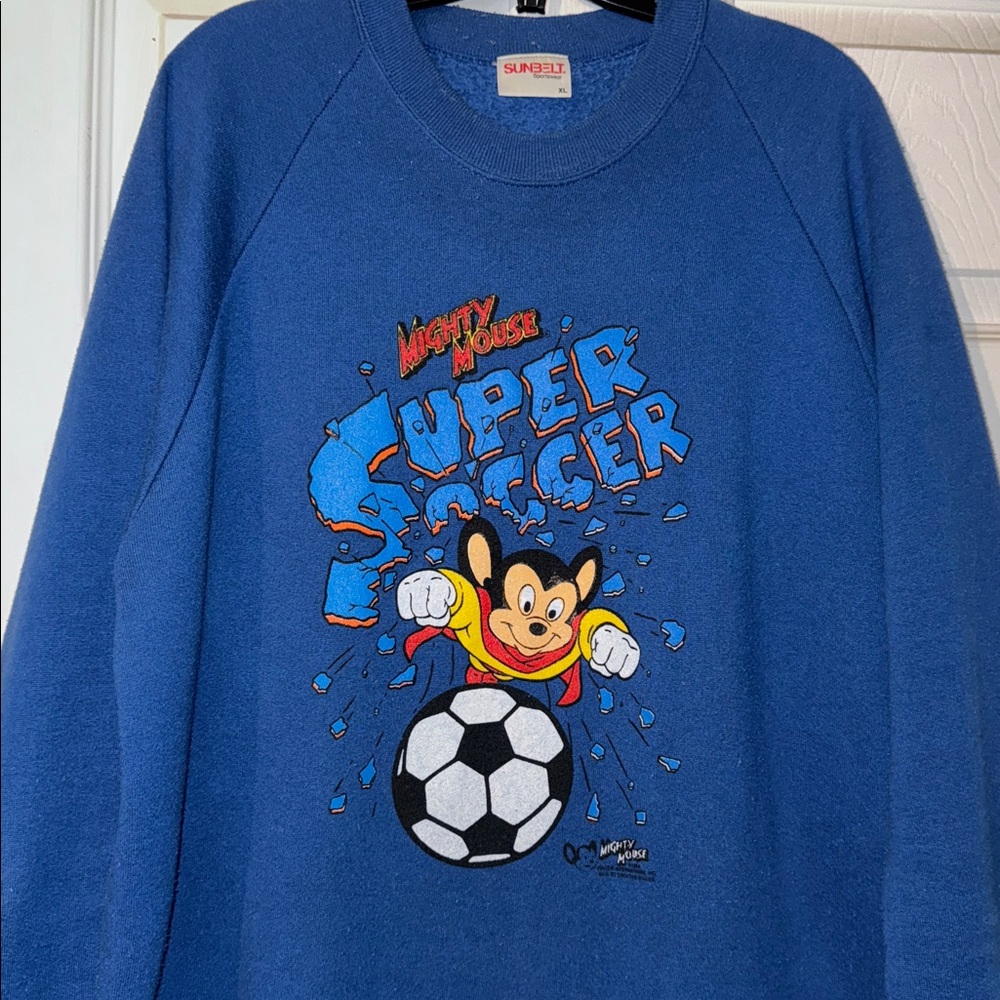 Vintage Mighty Mouse Soccer Crewneck Sweater